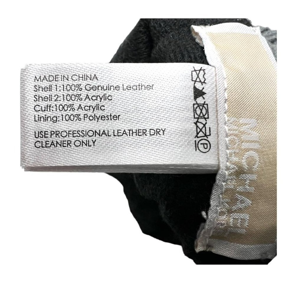 Michael Kors Logo Womens Gray Quilted Knit Leather Trim Gloves Sz M New - Picture 4 of 5